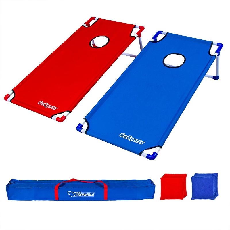 Photo 1 of GoSports Portable 4' x 2' XL PVC Framed Cornhole Game Set with 8 Bean Bags and Travel Carrying Case