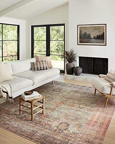 Photo 1 of Amber Lewis X Loloi Georgie Collection GER-03 Jade / Sunset 7'6" X 9'6" Area Rug