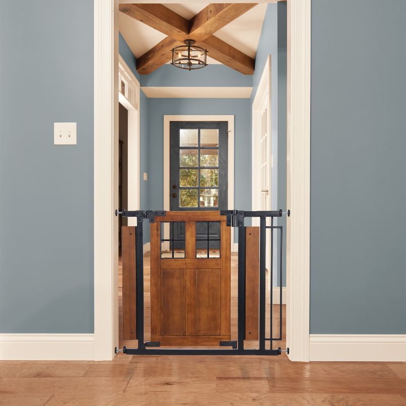Photo 1 of Evenflo Farmhouse Collection Barn Door Walk-Thru Gate, 30" tall; fits openings 29" 43" wide