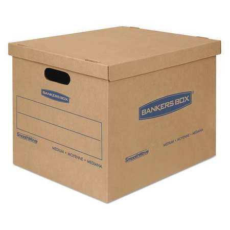 Photo 1 of Bankers Box SmoothMove Basic Medium Moving Boxes, 18"L X 15"W X 14"H, Kraft/Blue, 8/Pack