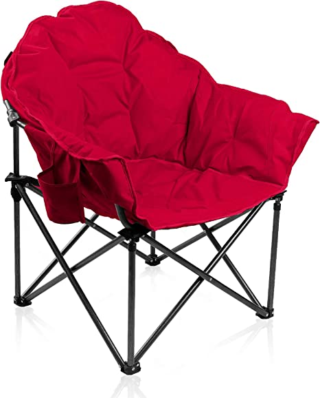 Photo 1 of ALPHA CAMP Oversized Camping Chairs Padded Moon Round Chair Saucer Recliner with Folding Cup Holder and Carry Bag
