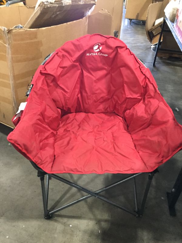Photo 2 of ALPHA CAMP Oversized Camping Chairs Padded Moon Round Chair Saucer Recliner with Folding Cup Holder and Carry Bag
