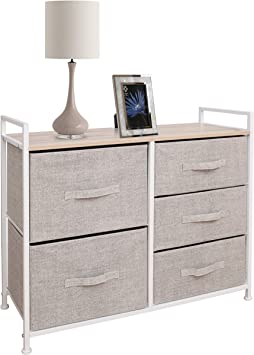 Photo 1 of (Missing Hardware) East Loft Multipurpose Dressers for Bedroom Cheap Closet Dresser for Nursery - Storage Dresser with 5 Fabric Drawers - Easy Assembly Small Dresser for Closet Kids Clothes Organizer (Beige)
