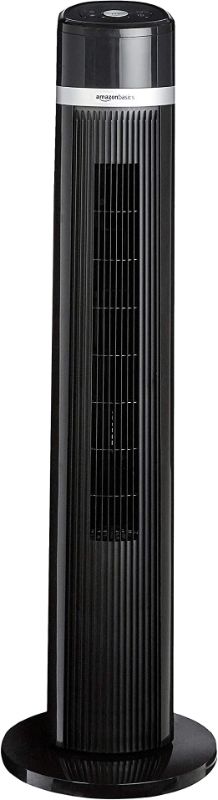 Photo 1 of Amazon Basics Oscillating 3 Speed Tower Fan with Remote
