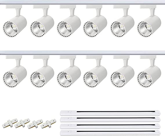 Photo 1 of 12 Packs Plug in LED (Include 13 Foot Track Rails )Doavis Track Lighting System 3000K Warm White .25w x 12 Track Lighting Heads for Accent Task Wall,Spot Light Ceiling Lighting Fixtures for Shop
