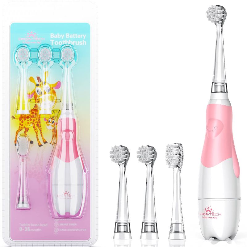 Photo 1 of Baby Electric Toothbrush, Toddler Teeth Brushes with Smart LED Timer and Sonic Technology for Infants Ages 0-3 Years (Pink)
