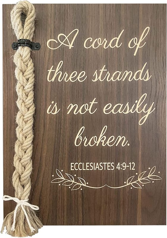 Photo 1 of A Cord of Three Strands Wedding Sign, Bible Cross Wedding Unity Sign, Tie The Knot Ceremony - Strand of Three Cords Sign Ecclesiastes 4:9-12
