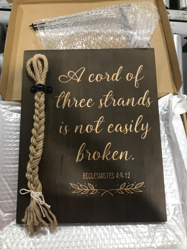 Photo 2 of A Cord of Three Strands Wedding Sign, Bible Cross Wedding Unity Sign, Tie The Knot Ceremony - Strand of Three Cords Sign Ecclesiastes 4:9-12
