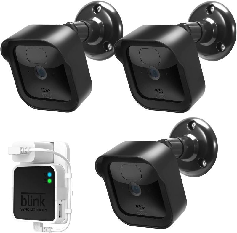 Photo 1 of All-New Blink Outdoor Camera Wall Mount, Weatherproof Protective Housing and 360 Degree Adjustable Mount with Blink Sync Module 2 Mount for Blink Outdoor Security Camera System (Black 3Pack)
