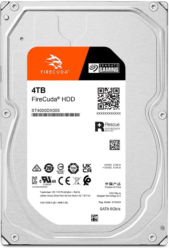 Photo 1 of Seagate FireCuda HDD 4TB Internal Hard Drive HDD - 3.5 Inch CMR SATA 6Gb/s 7200RPM 256MB Cache 300TB/year with Rescue Services (ST4000DX005)
