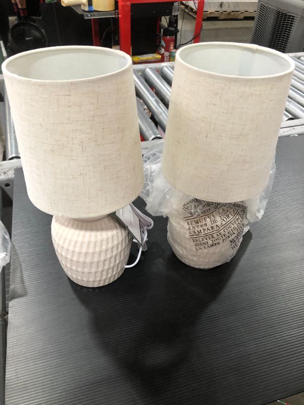 Photo 1 of 2 PACK Embossed Scoop Pattern Ceramic Mini Lamp White - Threshold™

