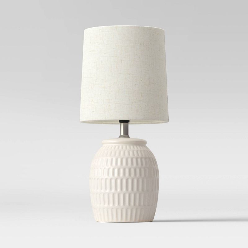 Photo 1 of 2 PACK Embossed Scoop Pattern Ceramic Mini Lamp White - Threshold™
