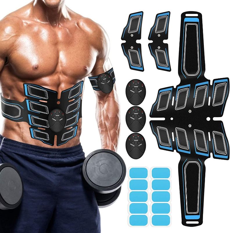 Photo 1 of ABS Muscle Stimulator Muscle Toner Abdominal Toning Belt Body Muscle Trainer Wireless Portable Unisex Fitness Training Gear for Abdomen/Arm/Leg Home Office Exercise Men and Women
