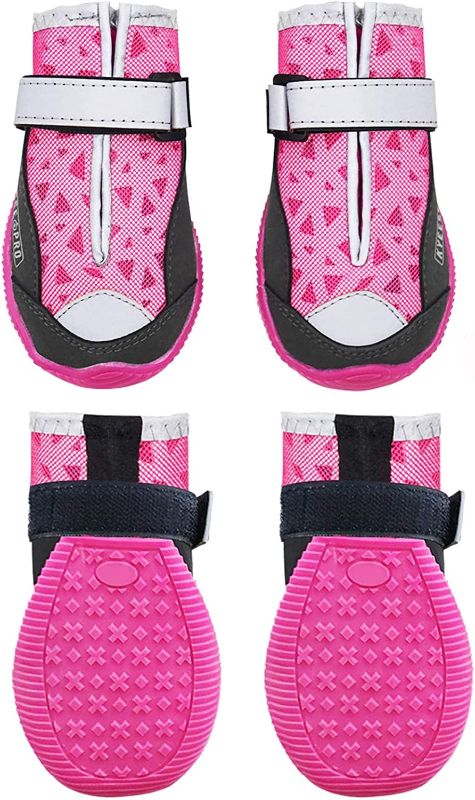 Photo 1 of KYEESE 4Pcs Dog Shoes Waterproof Anti-Slip Bottom Dogs Boots Pink/ Blue with Reflective Straps Adjustable
SIZE MEDIUM 