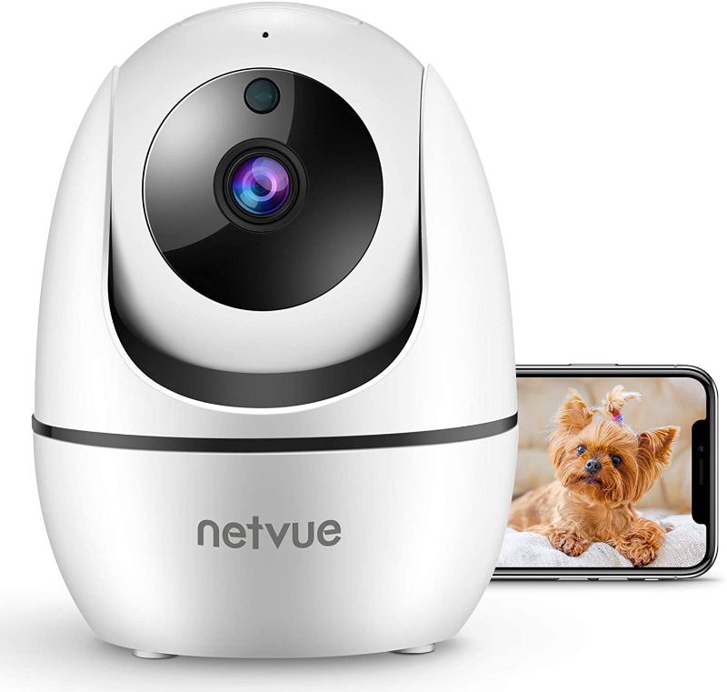 Photo 1 of Netvue Indoor Camera, 1080P FHD 2.4GHz WiFi Pet Camera, Home Camera for Pet/Baby, Dog Camera 2-Way Audio, Indoor Security Camera Night Vision, AI Human Detection, Cloud Storage/TF Card, White
