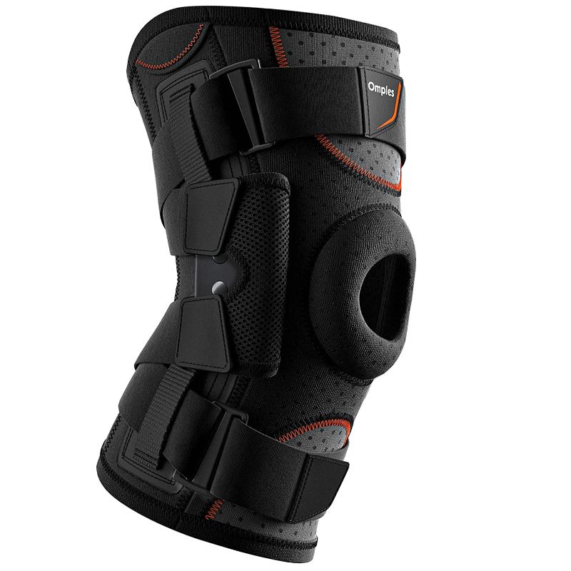 Photo 1 of Omples Hinged Knee Brace for Knee Pain Knee Braces for Meniscus Tear Knee Support with Side Stabilizers for Men and Women Patella Knee Brace for Arthritis Pain Running Working Out Black (Large)
