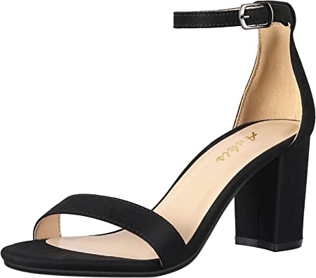 Photo 1 of Ankis Nude Black Silver Gold Heels for Women Open Toe Ankle Strap Chunky Heel Pump Sandals Party Wedding Strappy Buckle Sandals Standard Size 2.75 Inches Tall Thick Heel Design
size 6.5