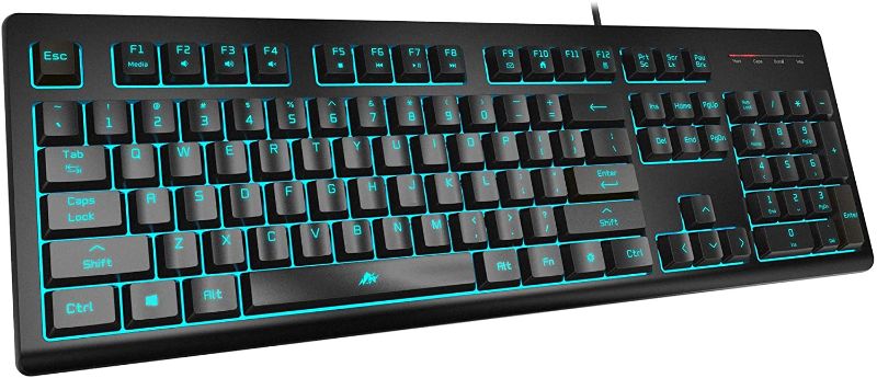 Photo 1 of POWZAN Light Up Quiet Gaming Keyboard - Membrane Silent Wired Keyboard with Low Profile Lighted Key for Computer, Windows PC Gamer - Full Size, Black
COLORS MAY VARY