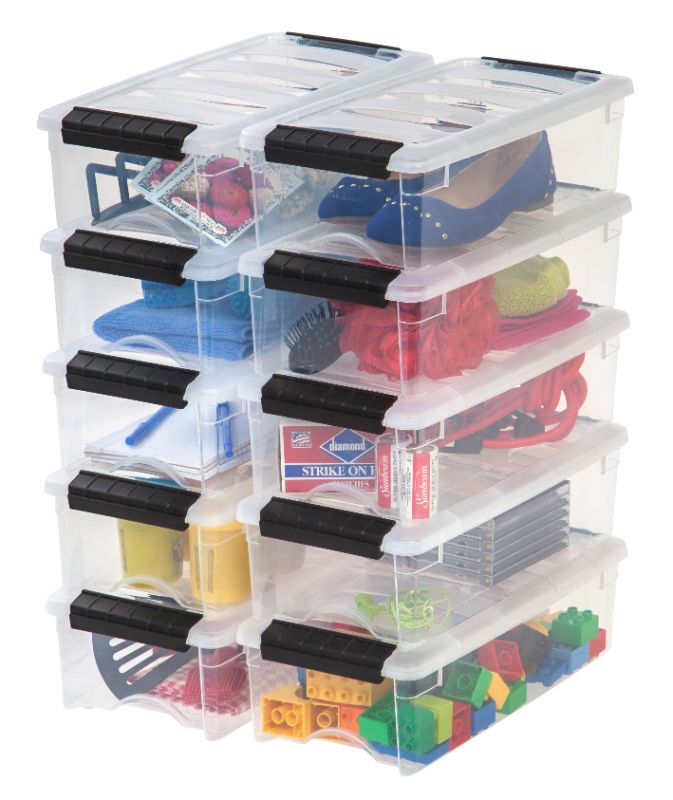 Photo 1 of IRIS 10pk 5qt Stack & Pull Storage Box Black