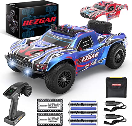 Photo 1 of BEZGAR HS101 Hobby Grade 1:10 Scale Remote Control Truck 4WD Top Speed 40+ Km/h All Terrains Electric Toy Off Road RC Monster Vehicle Car Crawler with 2 Rechargeable Batteries for Boys Kids and Adults
