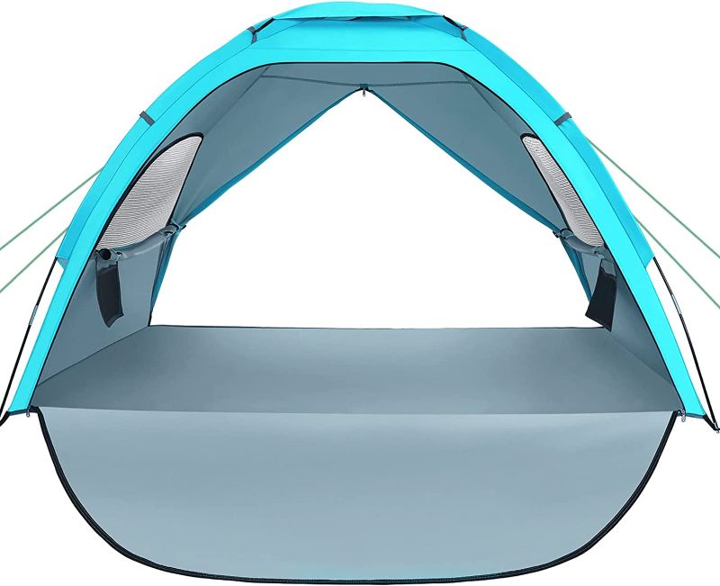 Photo 1 of Beach Tent Sun Shade Shelter: 3-4 Person Large Anti-UV Windproof Portable Lightweight Tent Canopy Cabana with Extendable Floor Outdoor (Double-Door)
