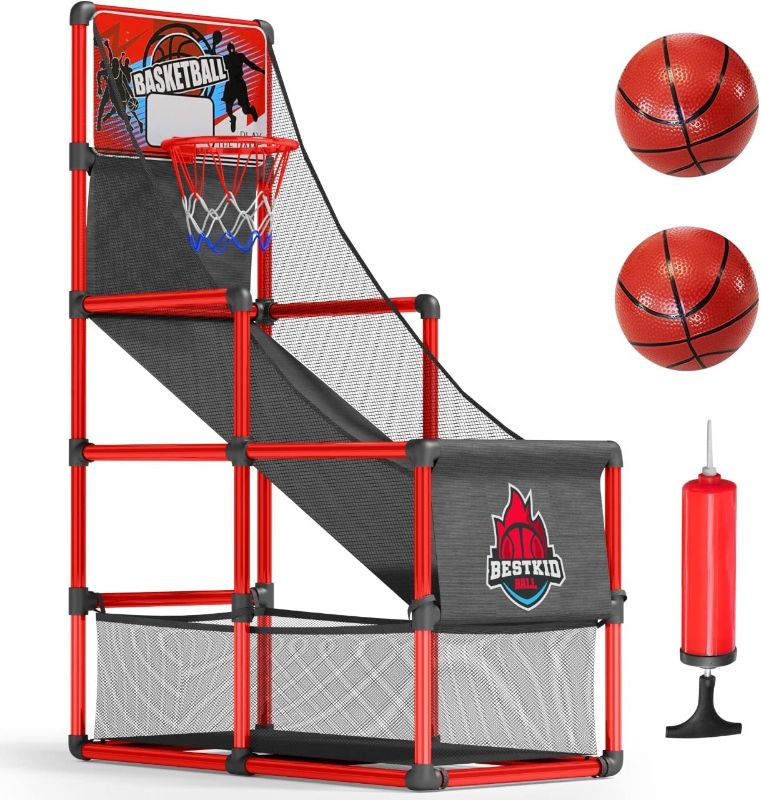 Photo 1 of BESTKID BALL Arcade Basketball Hoop Game – Basement Toys – Basketball Hoop for Kids – Arcade Basketball Shootout Game Kids Indoor Sports Toys – Fun and Entertaining - Red
