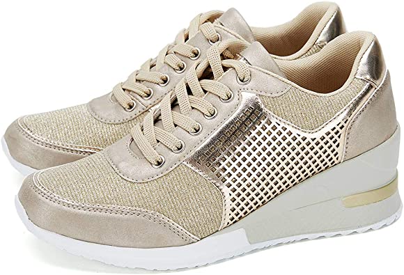 Photo 1 of High Heeld Wedge Sneakers for Women - Ladies Hidden Sneakers Lace Up Shoes, Best Chioce for Casual and Daily Wear…
GOLD SIZE 8.5