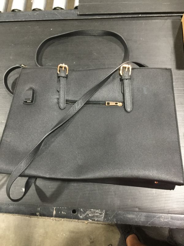 Photo 3 of Laptop Bag for Women Waterproof Lightweight Leather 15.6 Inch Computer Tote Bag Business Office Briefcase Large Capacity Handbag Shoulder Bag Professional Office Work Bag Black
