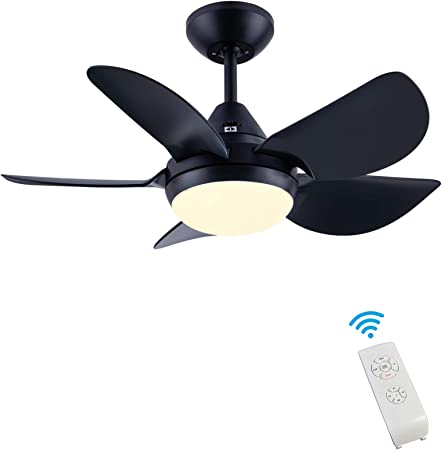 Photo 1 of CJOY Ceiling Fan with Lights for Living Room, 30'' Small Modern Ceiling Fan with 5 Reversible Blades, Remote Controls, Adjustable Color Temperature, for Indoor/Outdoor, Black
