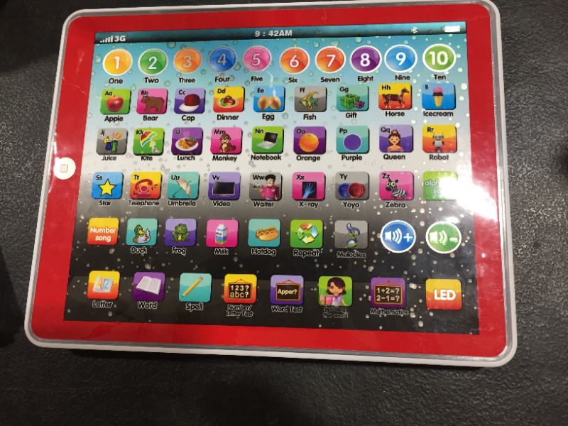 Photo 2 of Wonderland Pool Learning Tablet Educational Touch Pad for Fun Learn Number ABCs Spelling Animal 688-1, Red
