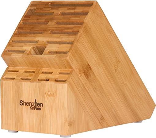 Photo 1 of 20 Slot Universal Knife Block: Shenzhen Knives X-Large Bamboo Wood Knife Block without Knives - Countertop Butcher Block Knife Holder and Organizer with Wide Slots for Easy Kitchen Knife Storage
