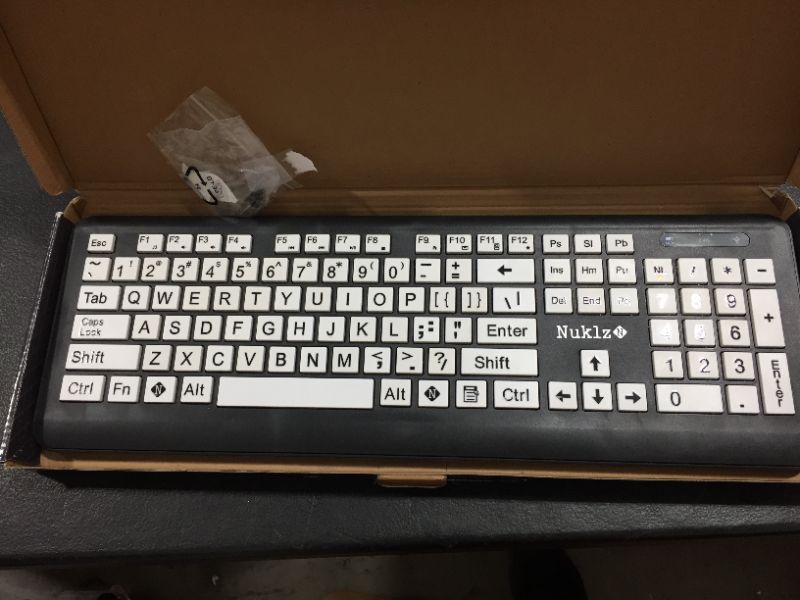 Photo 2 of Nuklz N Wireless Large Print Full Size Computer Keyboard | High Contrast Black & White Keys | Soft Buttons | Ideal for Visually Impaired, Beginners and Seniors | Plug & Play | Magnus225
