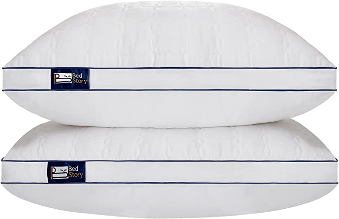 Photo 1 of BedStory Hotel Collection Pillows 2 Pack Queen Size, Hypoallergenic Luxury Bed Pillows for Sleeping Queen Size Set of 2, Skin-Friendly Down Alternative Pillows Won’t Go Flat Side Stomach Back Sleepers
