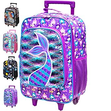 Photo 1 of Kids Suitcase for Girls, Cute Mermaid Rolling Luggage Wheels for Children Toddler
