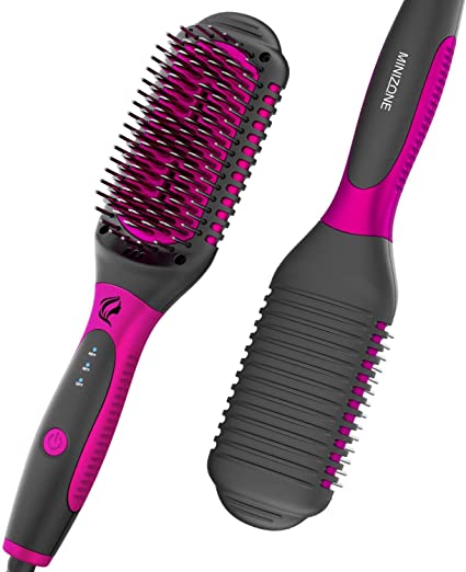 Photo 1 of MINIZONE Hair Straightener Brush 2 in 1 Ionic Straightening Brush Auto-Off Safe & Easy to Use Straightening Comb for Travel, Salon at Home (MINIZONE-8)
