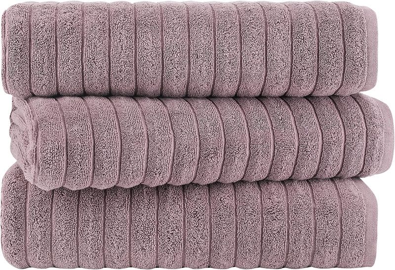 Photo 1 of Classic Turkish Towels - Extra Large Premium Cotton Bath Sheet Set - Thick and Absorbent, Ribbed  Luxury Bathroom Towels, 29x54 inches, 100% Turkish Cotton (Mauve)
