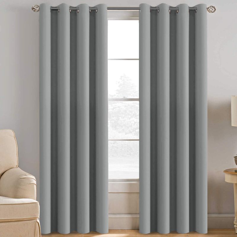 Photo 1 of Blackout Curtain for Living Room Thermal Insulated Window Treatment Curtain Extra Long 108 inch Length Energy Saving Solid Grommet Top Blackout Drape, One Panel, Dove Gray
