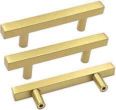 Photo 1 of  5 Inch Gold Cabinet Pulls  Brushed Brass Cabinet Pulls - Gold Cabinet Handles Square Brushed Gold Cabinet Pulls Kitchen Cabinet Hardware Gold Pulls for Dresser Drawers
