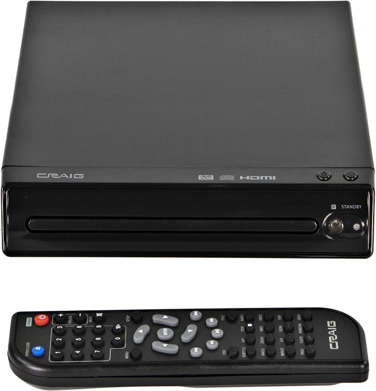 Photo 1 of Craig CVD401A Compact HDMI DVD Player with Remote in Black | Compatible with DVD-R/DVD-RW/JPEG/CD-R/CD-R/CD | Progressive Scan | Up-Convert to 1080p |
