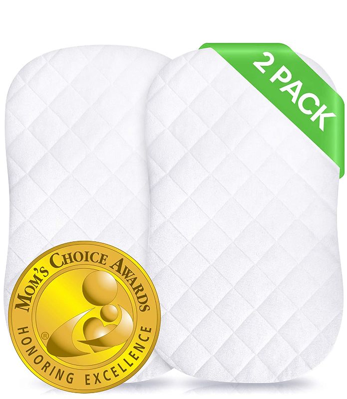 Photo 1 of iLuvBamboo 2 Pack Waterproof Bassinet Cover to Fit Hourglass Swivel, Flex and Glide Sleeper Mattress Pad - Secure Envelope Design - Silky Soft Bamboo Mattress Protector - Machine & Dryer Friendly
