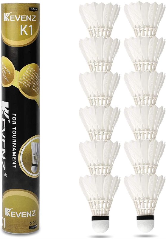 Photo 1 of 2 PACK KEVENZ Goose Feather Badminton Shuttlecocks with Great Stability and Durability, High Speed Badminton Birdies-12PK, K2