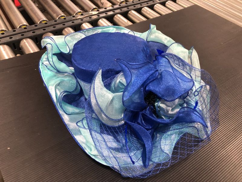 Photo 1 of BLUE DRESS HAT WITH VELCRO FLOWER BOW 