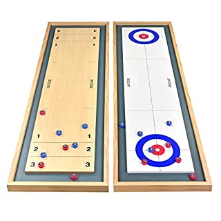 Photo 1 of GoSports Shuffleboard and Curling 2 in 1 Table Top Board Game with 8 Rollers - Great for Family Fun