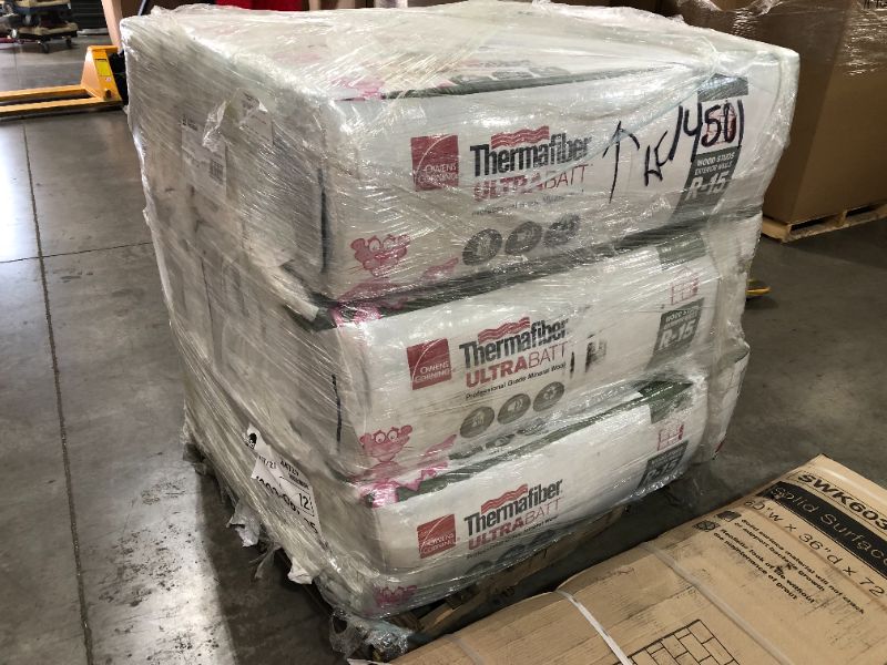 Photo 2 of 1 PALLET = 12 PACKAGES Owens Corning  Thermafiber UltraBatt 15 Wall 29.37-sq ft Unfaced Mineral Wool Batt Insulation (15-in W x 47-in L)