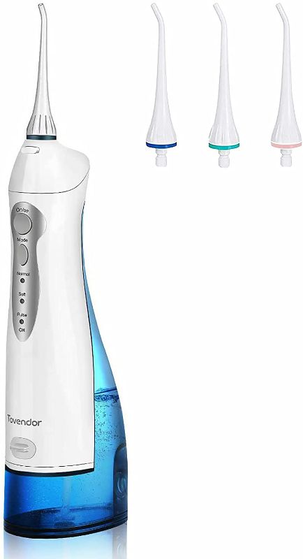 Photo 1 of TOVENDOR Electric Water Flosser, Cordless Dental Oral Irrigator - 3 Modes, 3 Tips for Family Hygiene (300ML, Waterproof Waterflosser)
