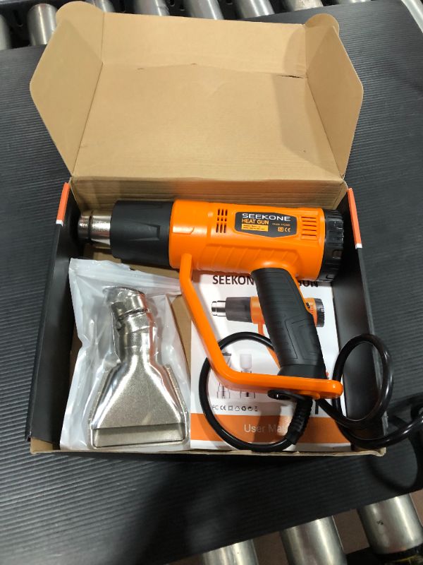 Photo 2 of SEEKONE Heat Gun 1800W Heavy Duty Fast Heat Hot Air Gun Kit with 752?&1112??400?-600?? Dual-Temperature Settings and 4 Nozzles with Overload Protection for Crafts, Shrinking PVC, Stripping Paint
