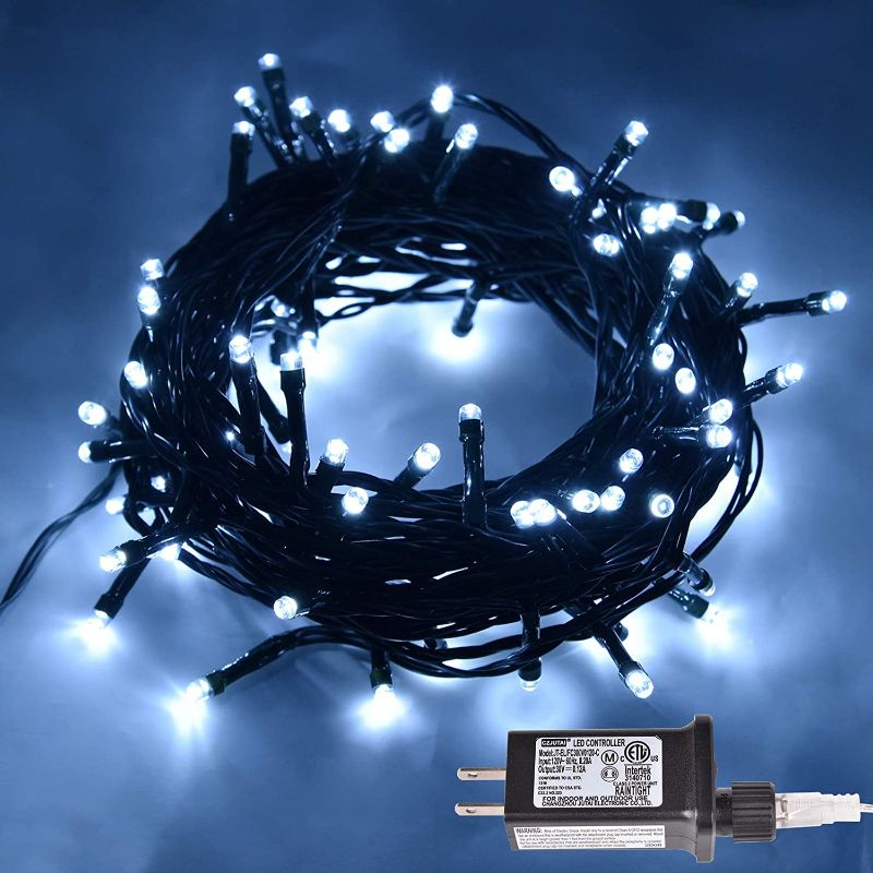 Photo 1 of 43ft 100 LED Christmas Lights, Outdoor Waterproof Fairy String Lights for Halloween Garden Patio Wedding Christmas Trees Parties Decoration. (Plug in) (White)
