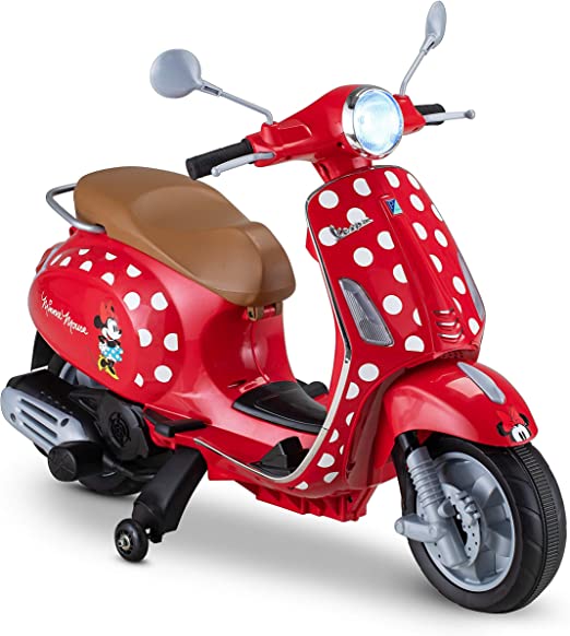 Photo 1 of Kid Trax Toddler Minnie Mouse Vespa Scooter Electric Ride On Toy, 3-5 Years Old, 6 Volt, Max Weight 60 lbs, Red (KT1583AZ)
