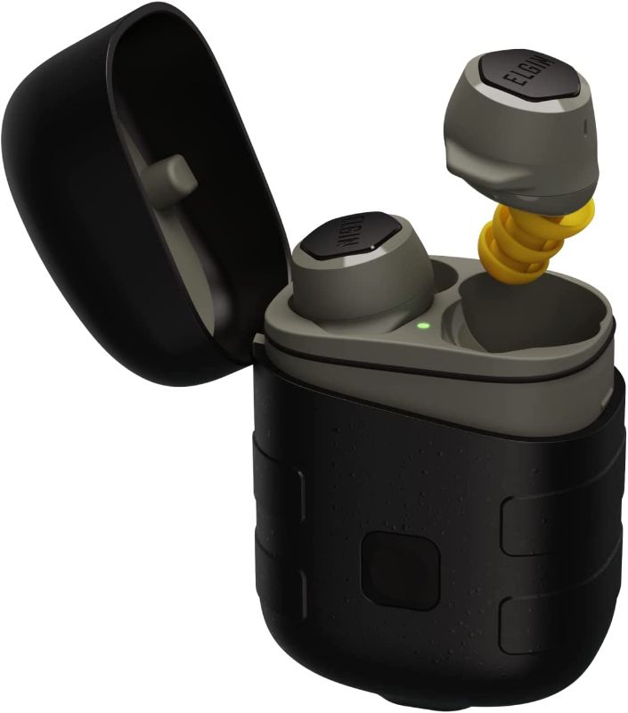 Photo 1 of Elgin Rebel True Wireless Earbuds, 25 dB Noise Reduction Bluetooth Headphone, Noise Cancelling Mic, 12+ Hour Battery Life, IP65 Water Resistant, OSHA Compliant Hearing Protection for Work
