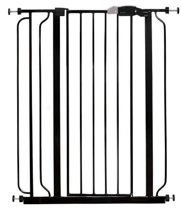 Photo 1 of 36 in. Black Metal Easy Step Extra Tall Walk-Through Gate
